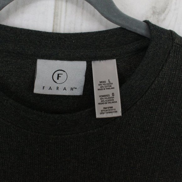 Farah Charcoal Gray Crew Neck Cotton Blend Pullover Sweater Size L - Picture 6 of 9